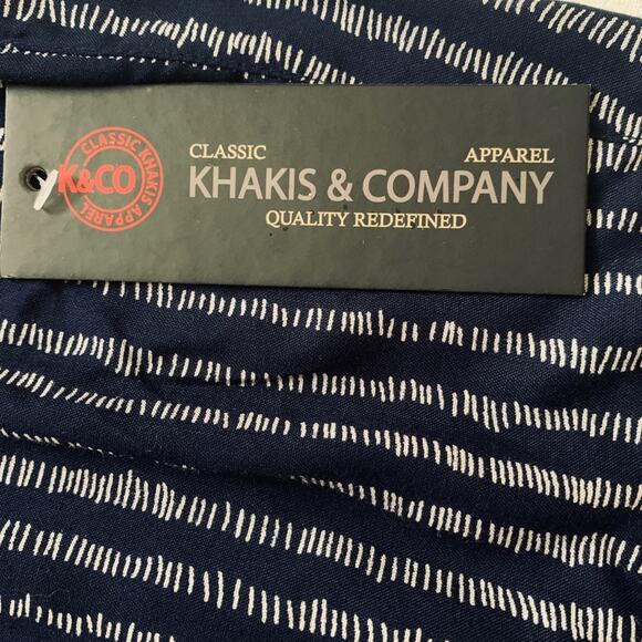 Khakis & Company Pants Blue White Striped Tie Waist Pockets Casual Ankle Large - Picture 7 of 12